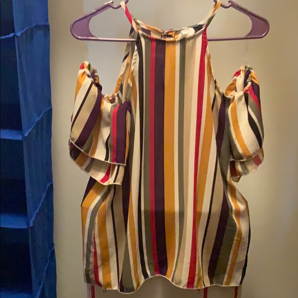 Multicolor cold shoulder blouse - Picture 5 of 7